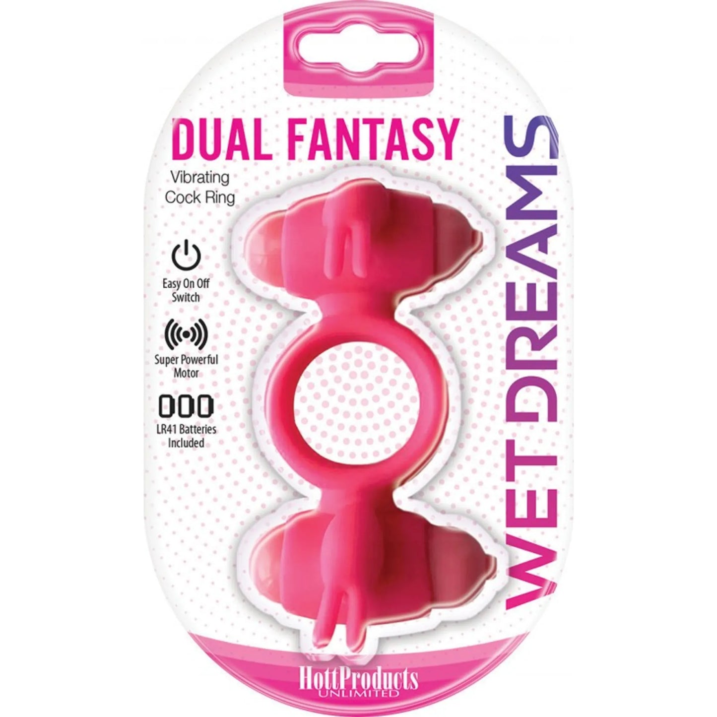 WET DREAMS DUAL FANTASY DUAL COCK RING W/ DUAL MOTORS