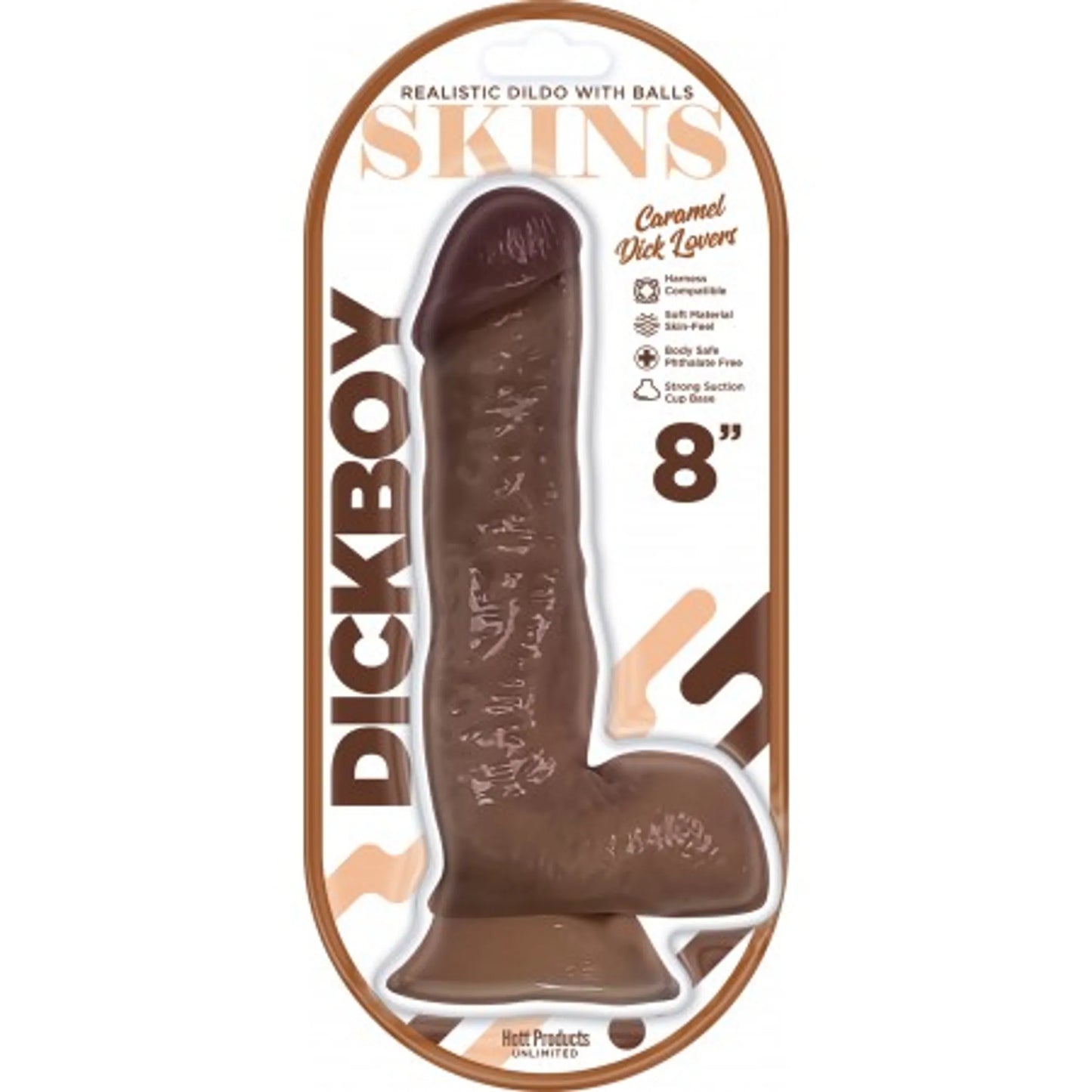 DICKBOY SKINS DILDO CARAMEL LOVERS 8IN