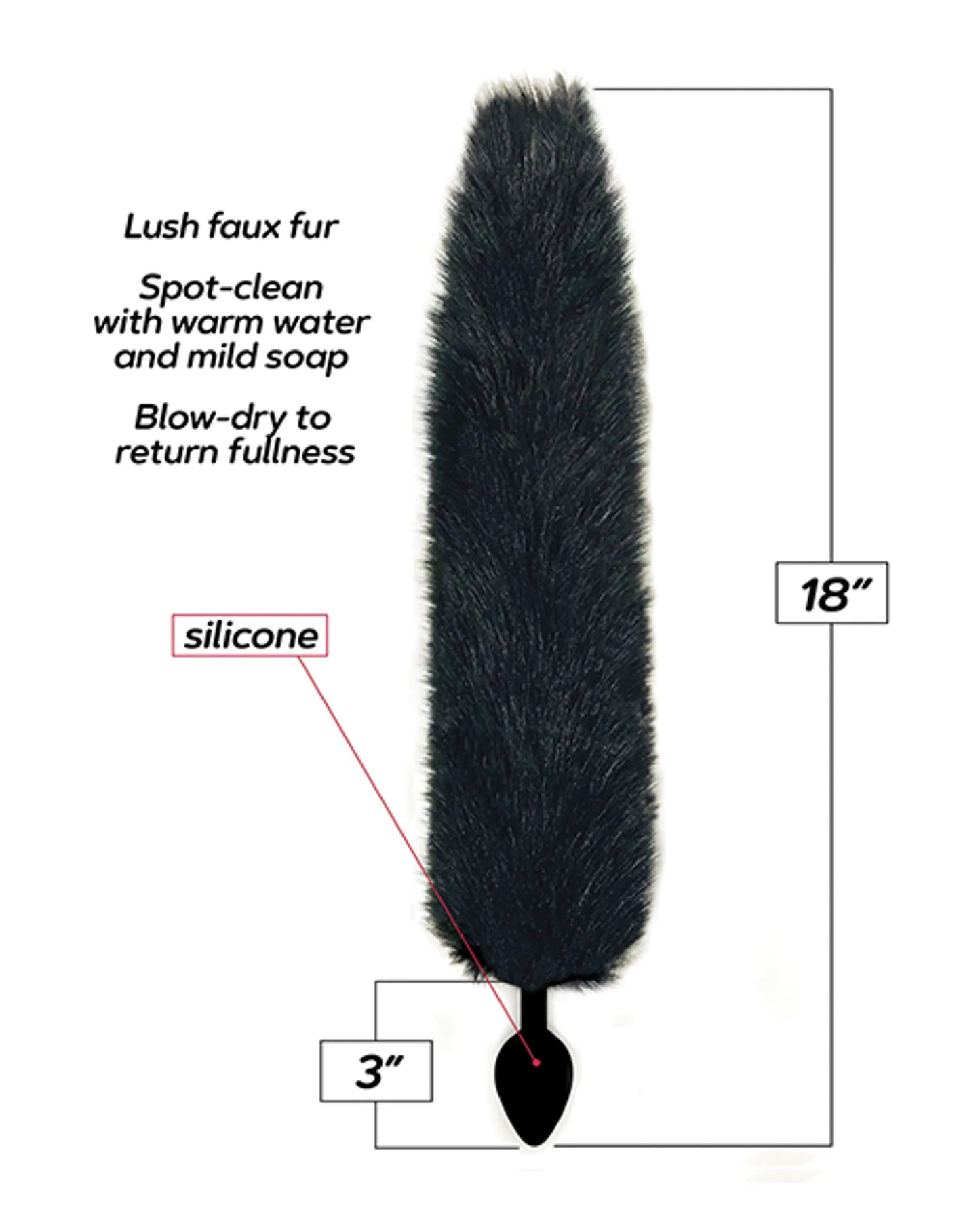 FOXY TAIL SILICONE BUTT PLUG BLACK