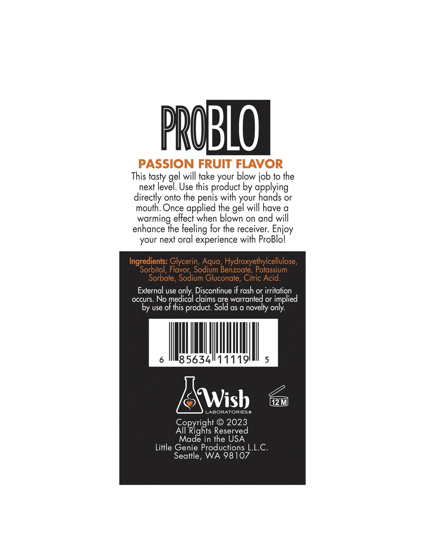 PROBLO ORAL PLEASURE GEL PASSION FRUIT 1.5 OZ