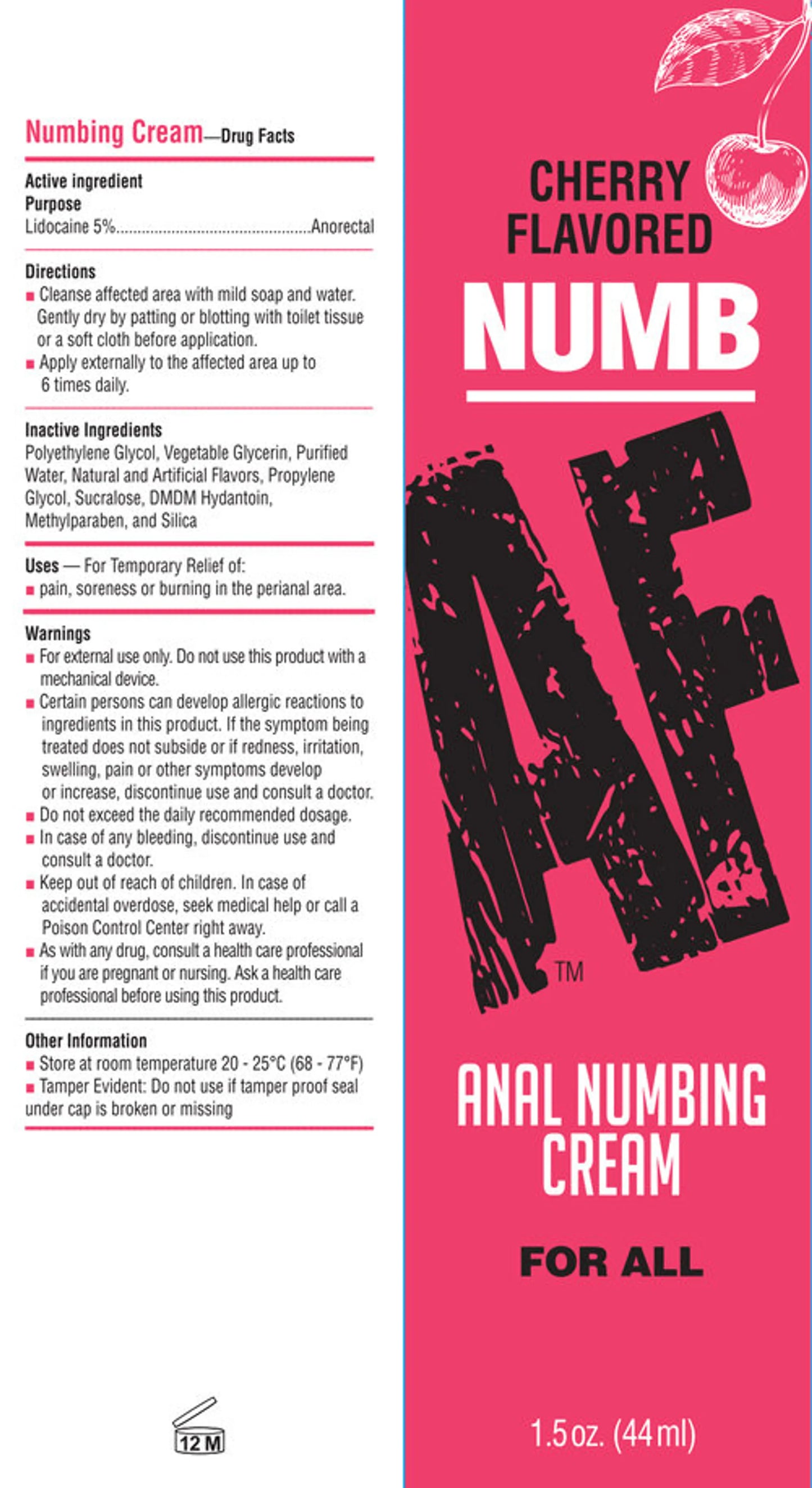 NUMB AF ANAL DESENSITIZER GEL CHERRY 1.5 OZ