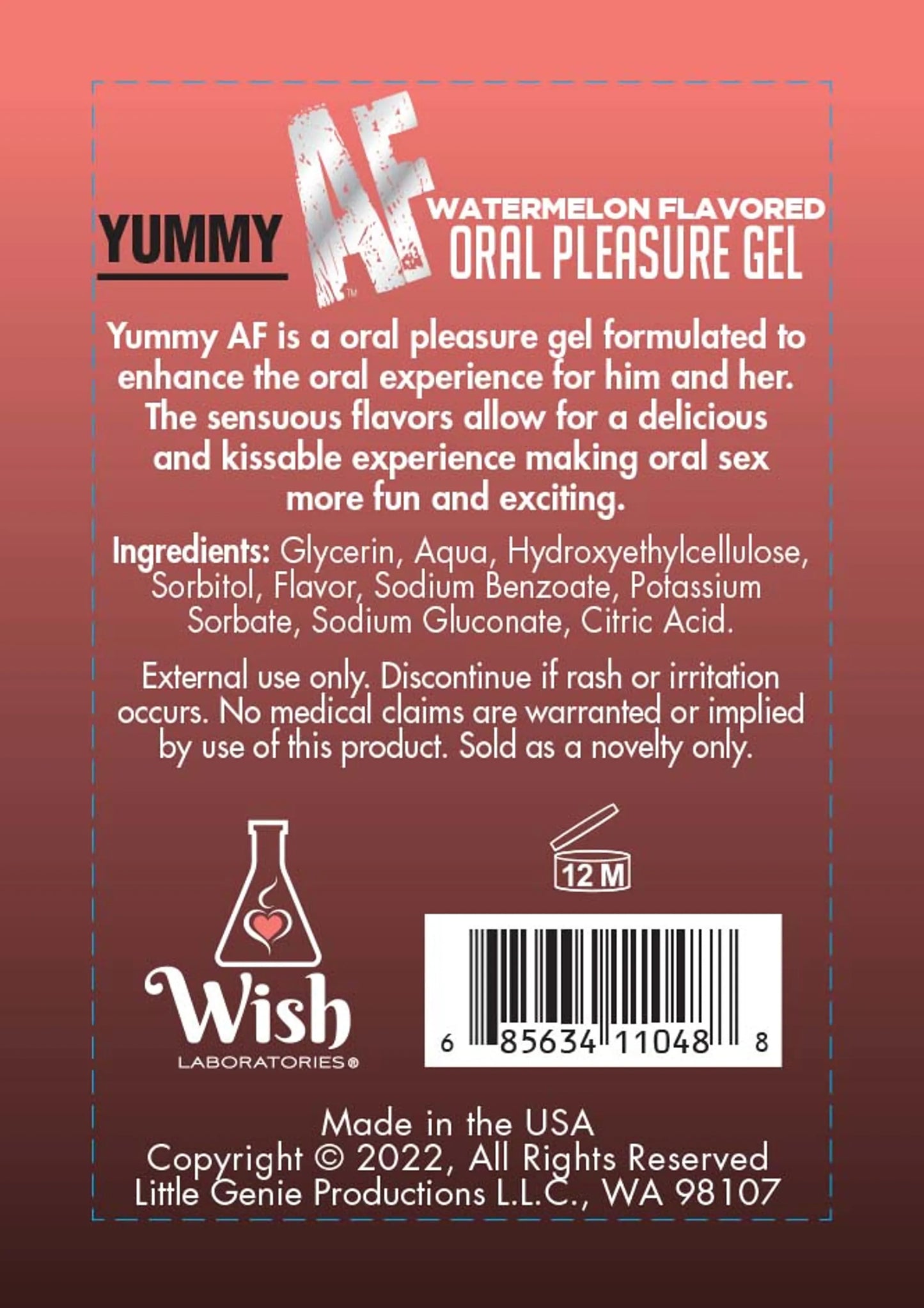 YUMMY AF ORAL PLEASURE GEL WATERMELON 2.2OZ