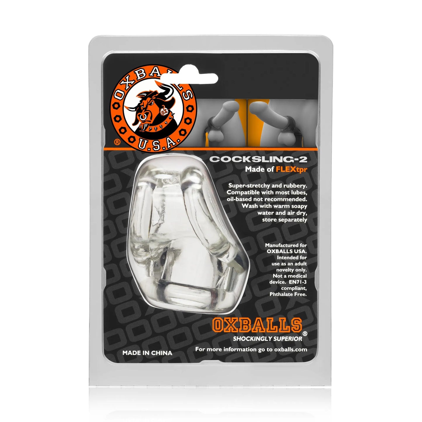 COCKSLING 2 COCK & BALL SLING OXBALLS CLEAR (NET)
