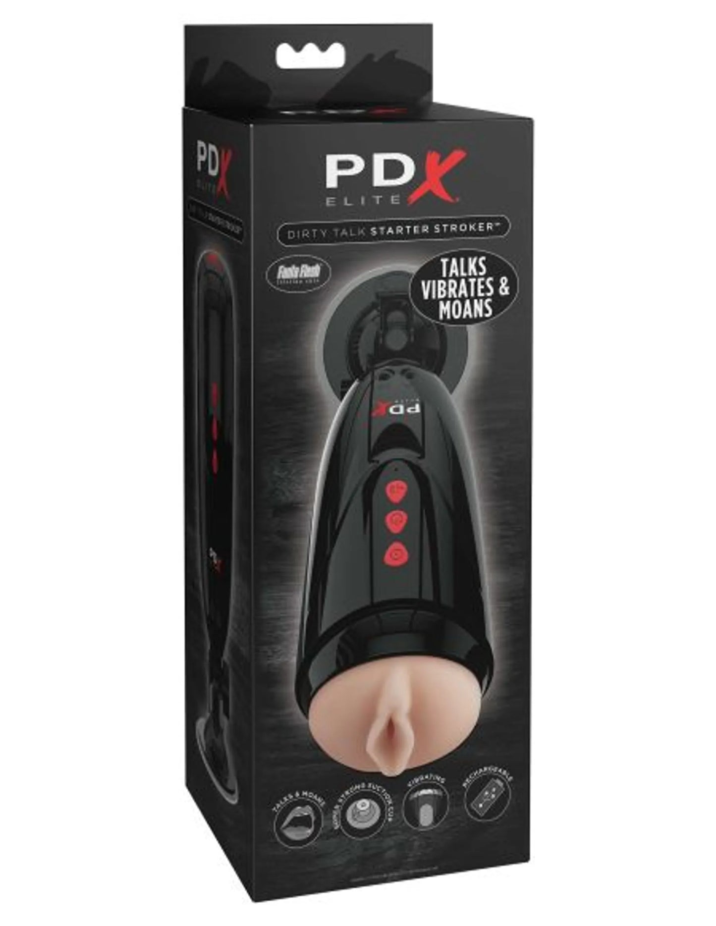 PDX ELITE DIRTY TALK STARTER STROKER LIGHT/BLACK