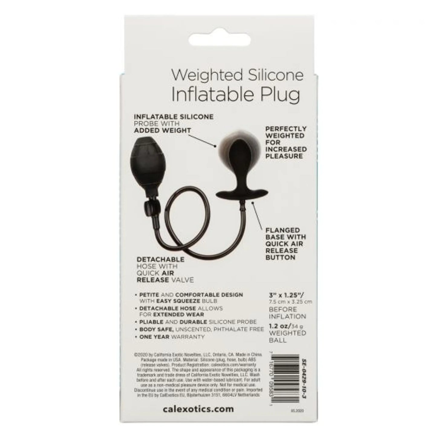 WEIGHTED SILICONE INFLATABLE BUTT PLUG