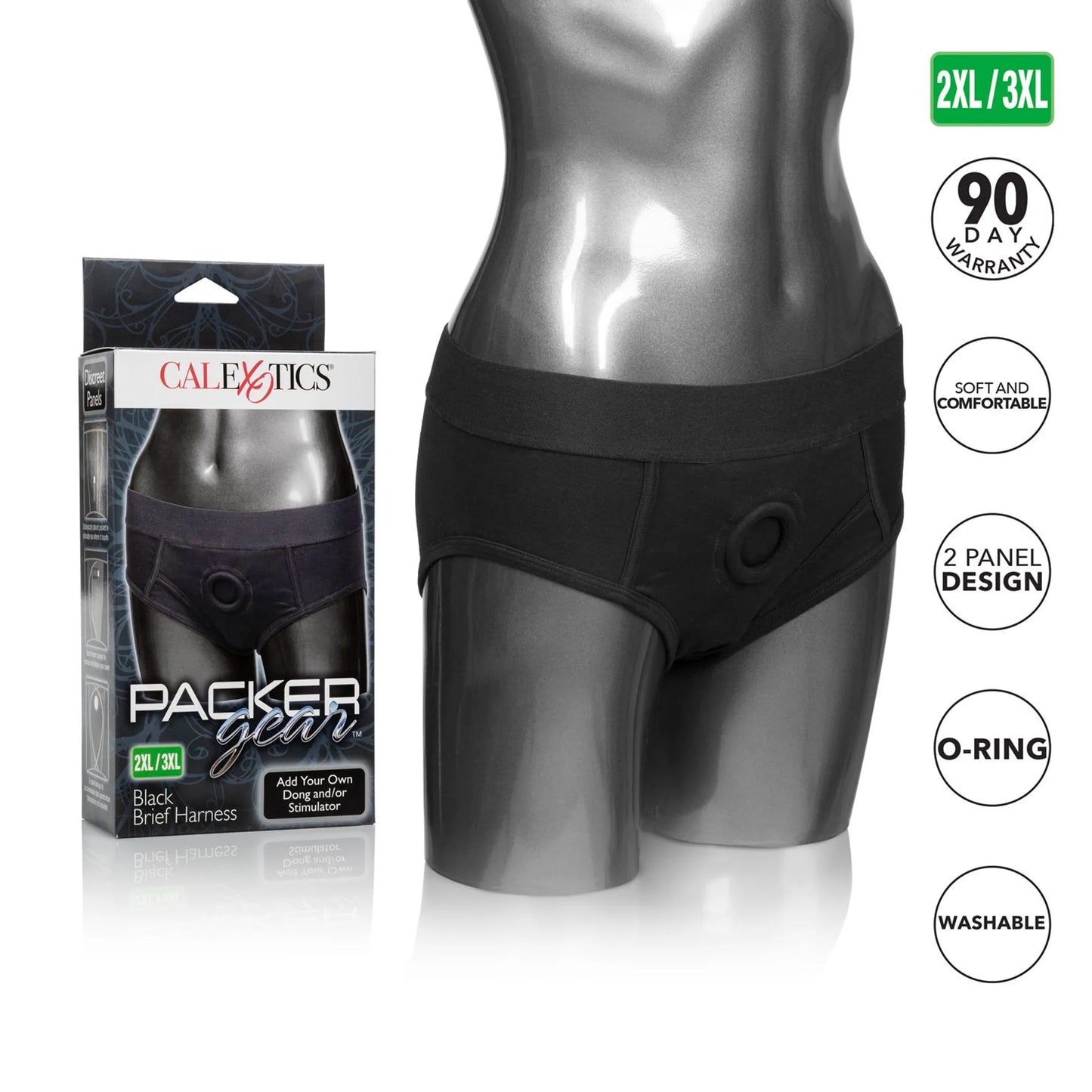 PACKER GEAR BLACK BRIEF HARNESS 2XL/3XL