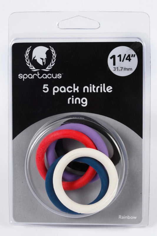 COCK RINGS NITRILE 5PC RAINBOW