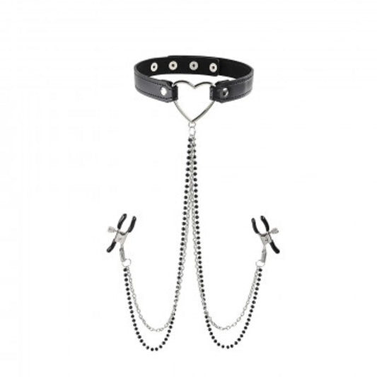 SEX & MISCHIEF AMOR COLLAR W/ NIPPLE JEWELRY