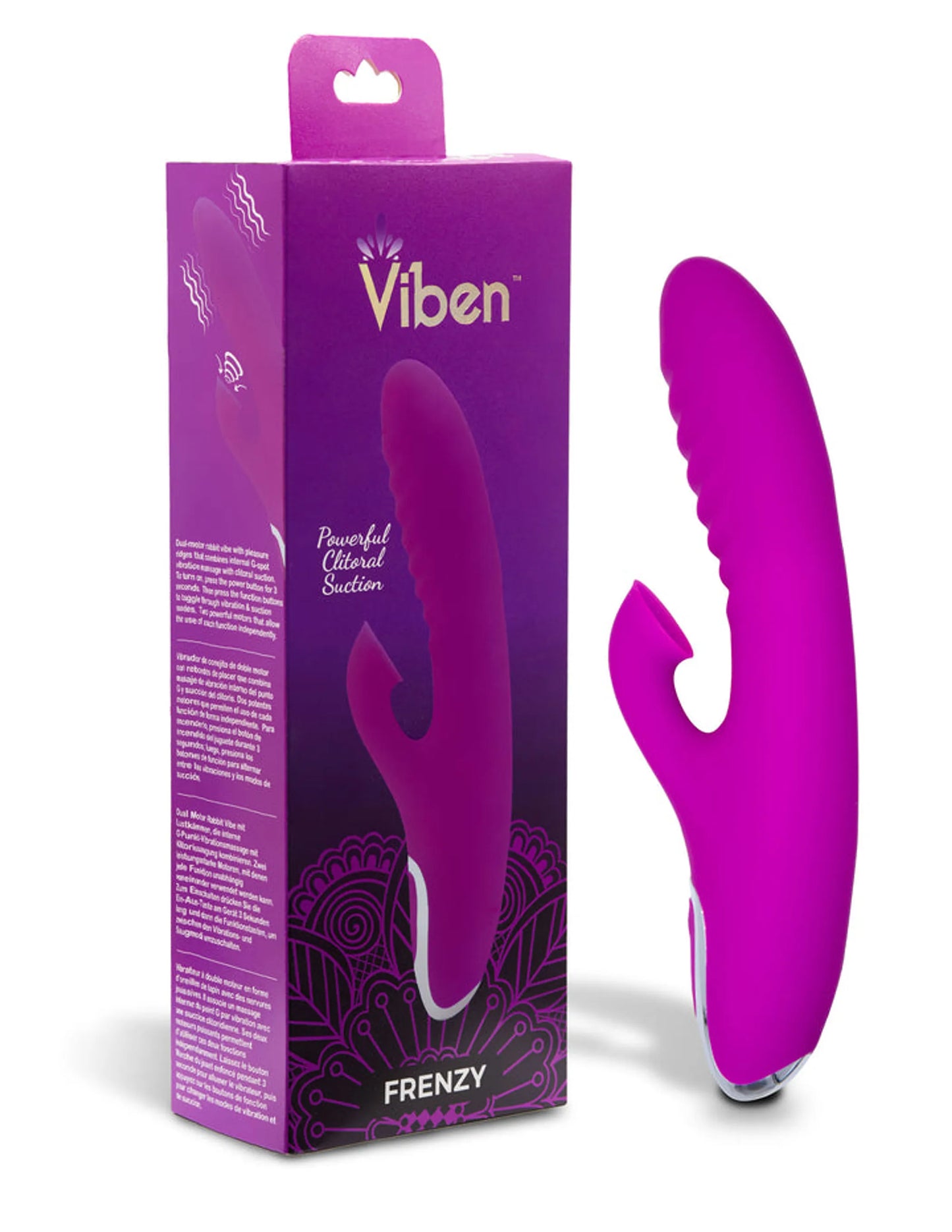 VIBEN FRENZY RABBIT VIBE W/ CLIT SUCTION BERRY