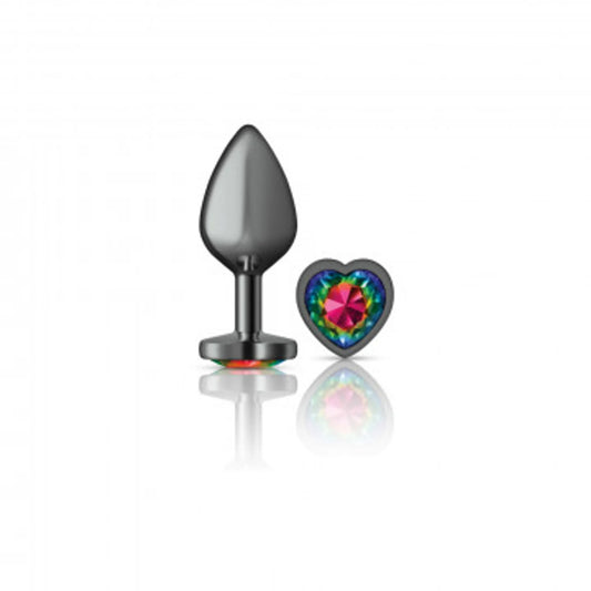 CHEEKY CHARMS HEART RAINBOW MEDIUM GUNMETAL BUTT PLUG