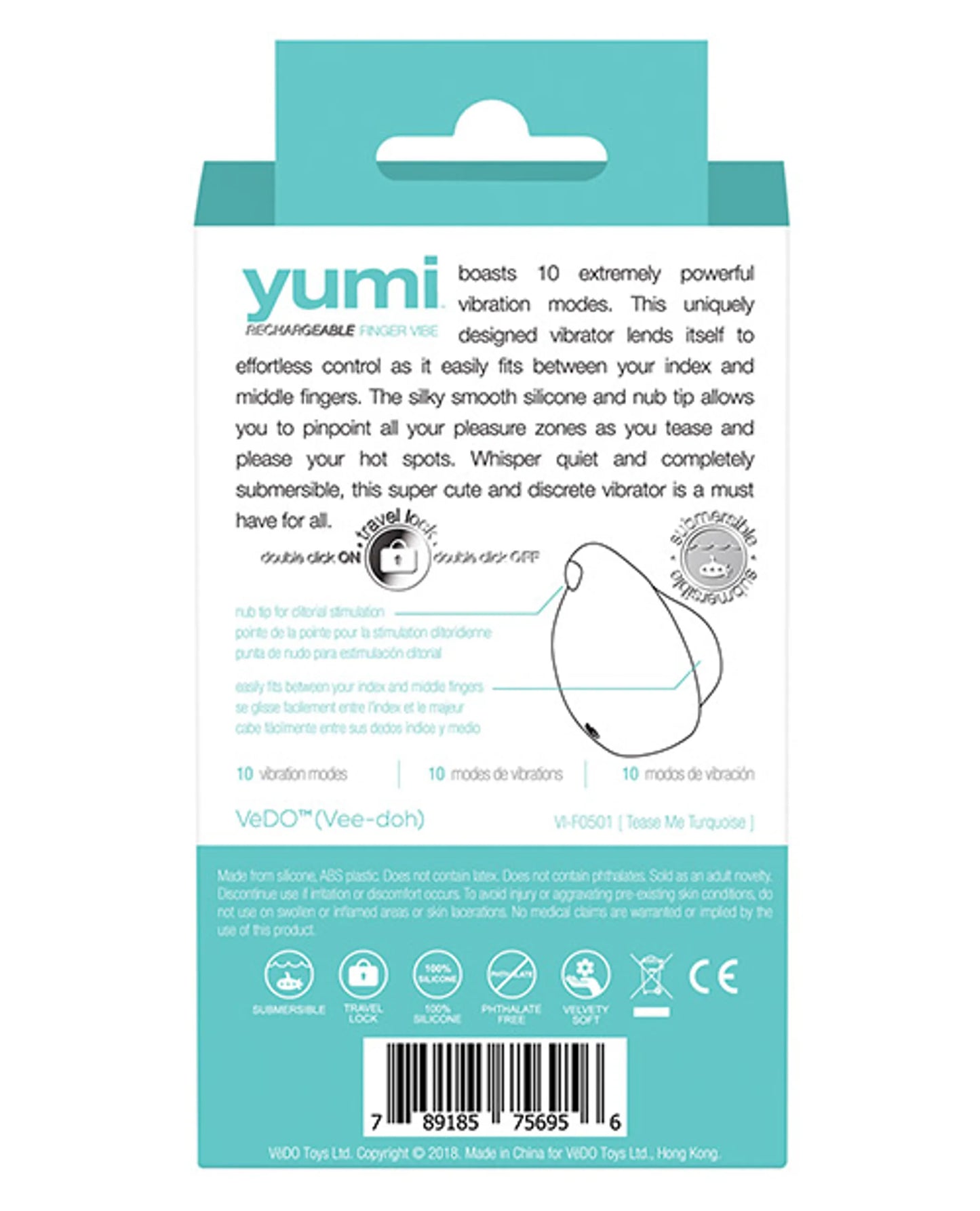 VEDO YUMI RECHARGEABLE VIBE TEASE ME TURQUOISE