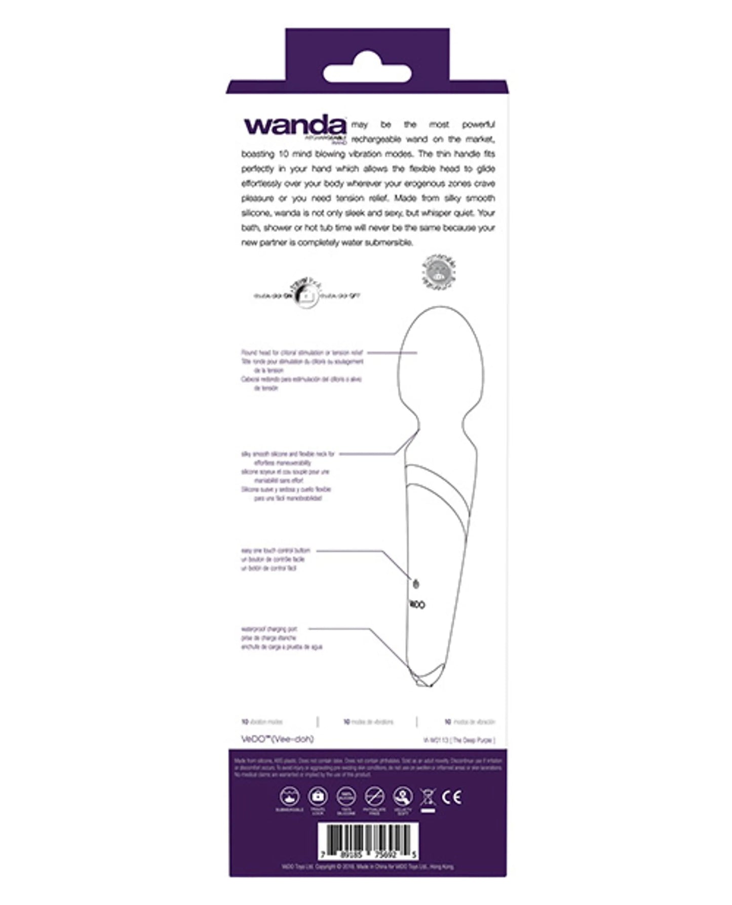 VEDO WANDA RECHARGEABLE WAND VIBE DEEP PURPLE