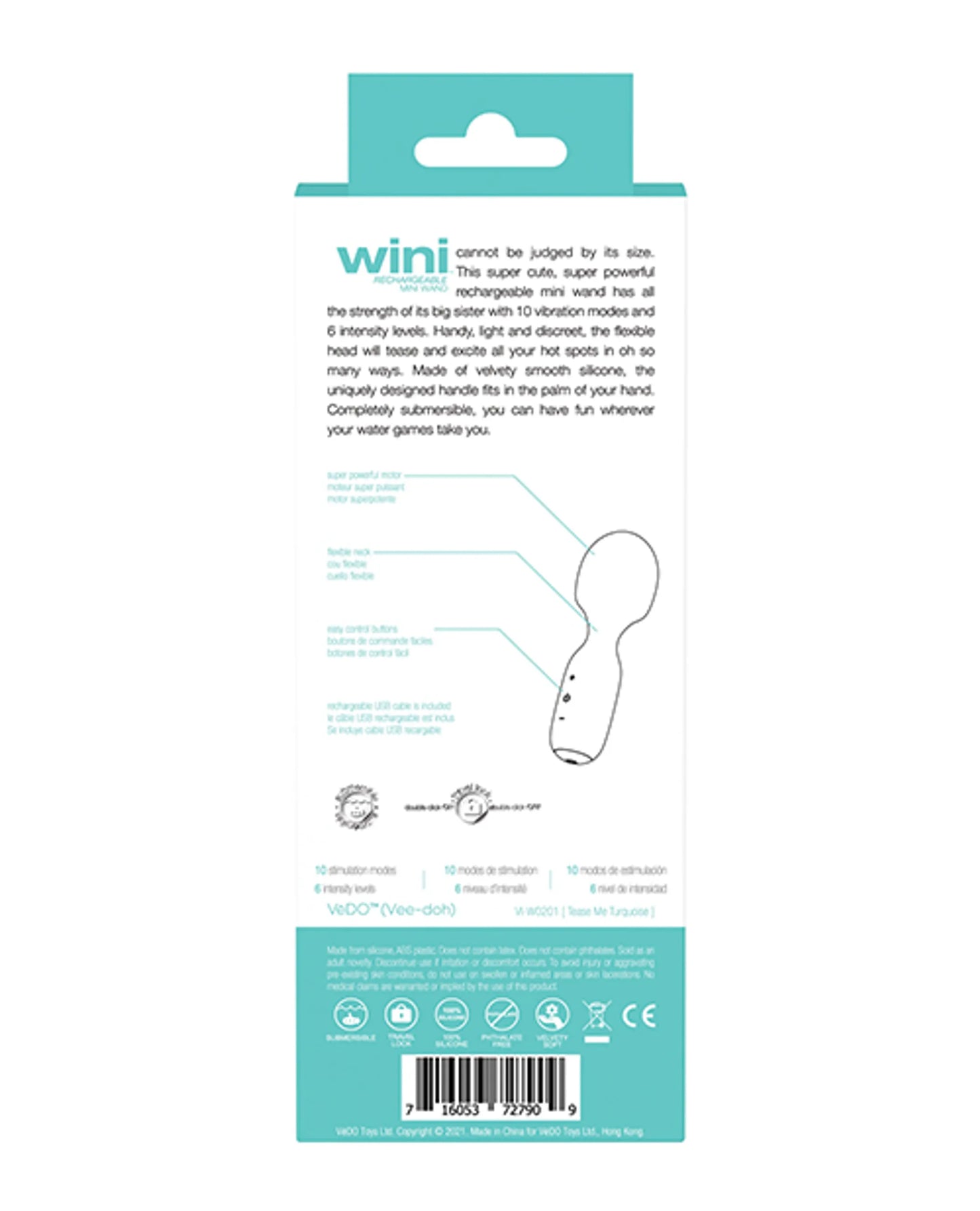 VEDO WINI RECHARGEABLE MINI WAND TURQUOISE