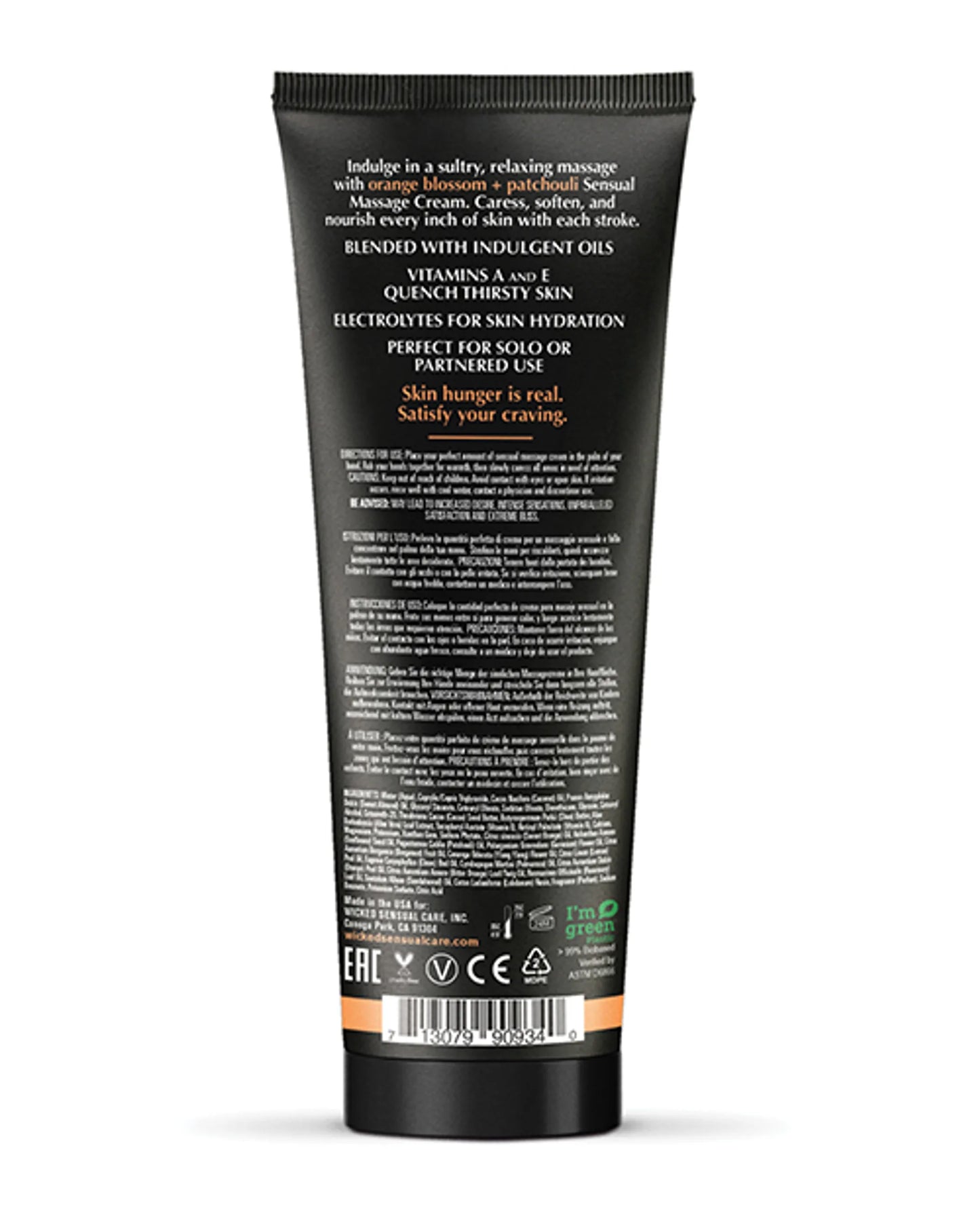 WICKED MASSAGE CREAM ORANGE BLOSSOM + PATCHOULI 4 OZ