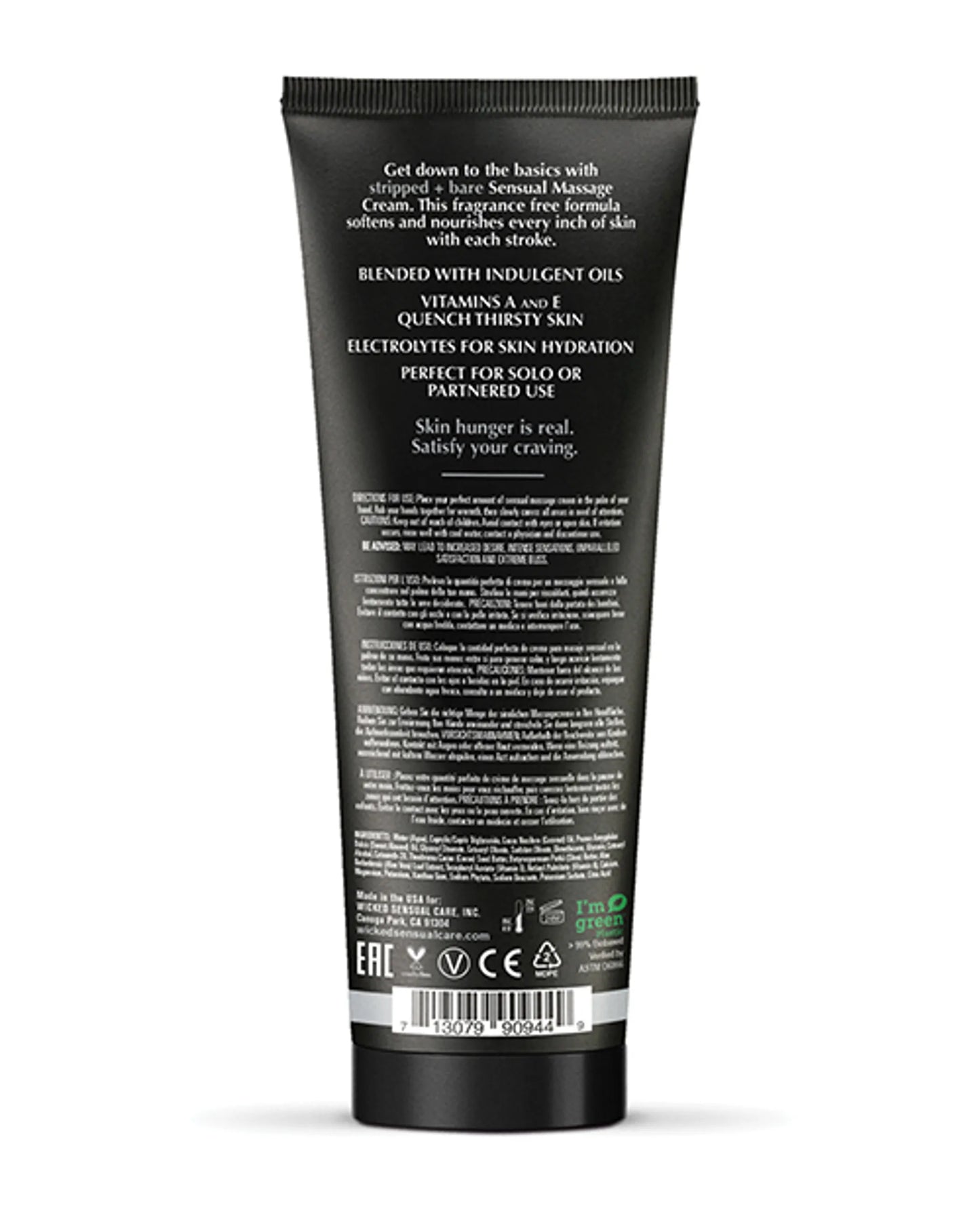 WICKED MASSAGE CREAM STRIPPED + BARE UNSCENTED 4 OZ