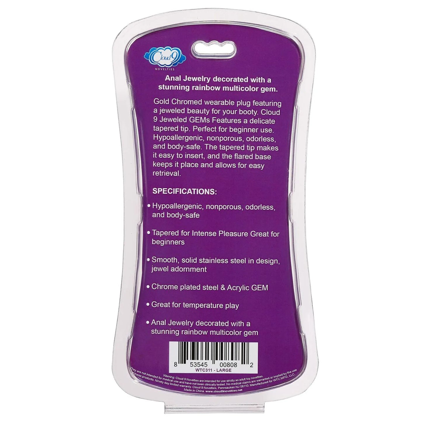 CLOUD 9 GEMS GOLD ANAL PLUG LARGE