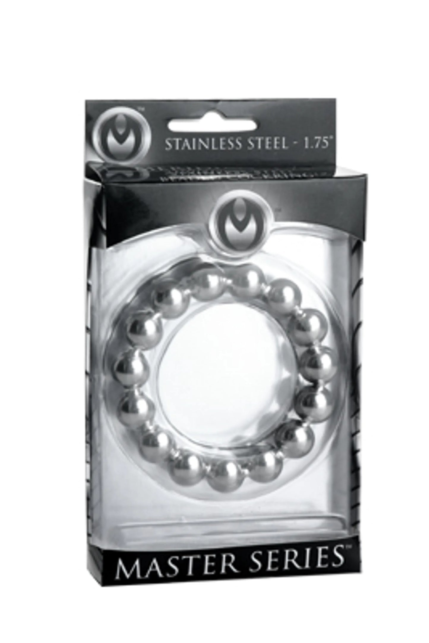 MASTER SERIES STAINLESS STEEL BEADED COCK RING 1.75IN