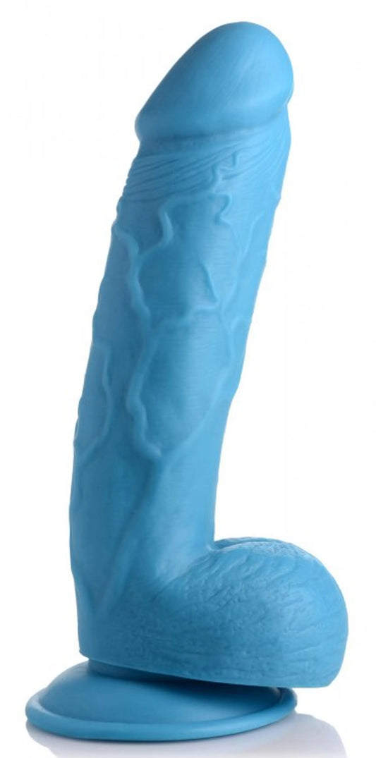 POP 8.25IN DILDO W/ BALLS BLUE