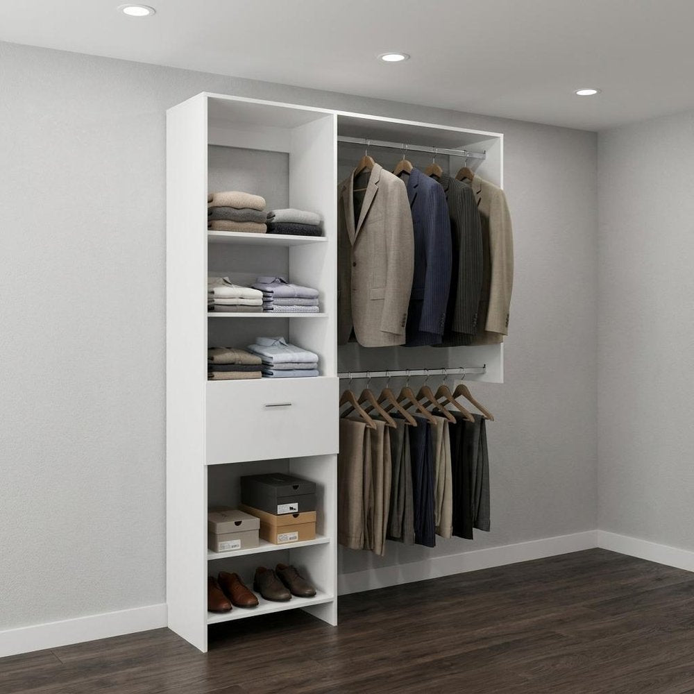 60" White Wood And Metal Closet System