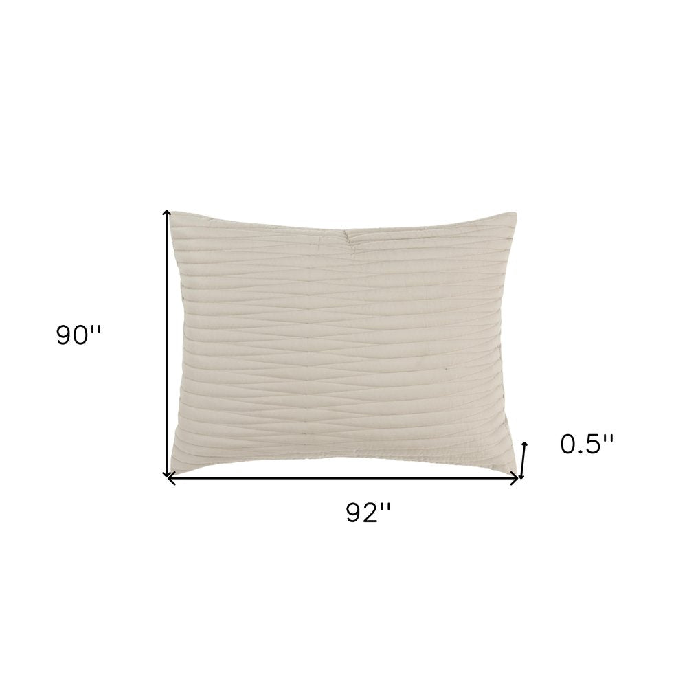 92" X 90" Natural Geometric Cotton Quilt
