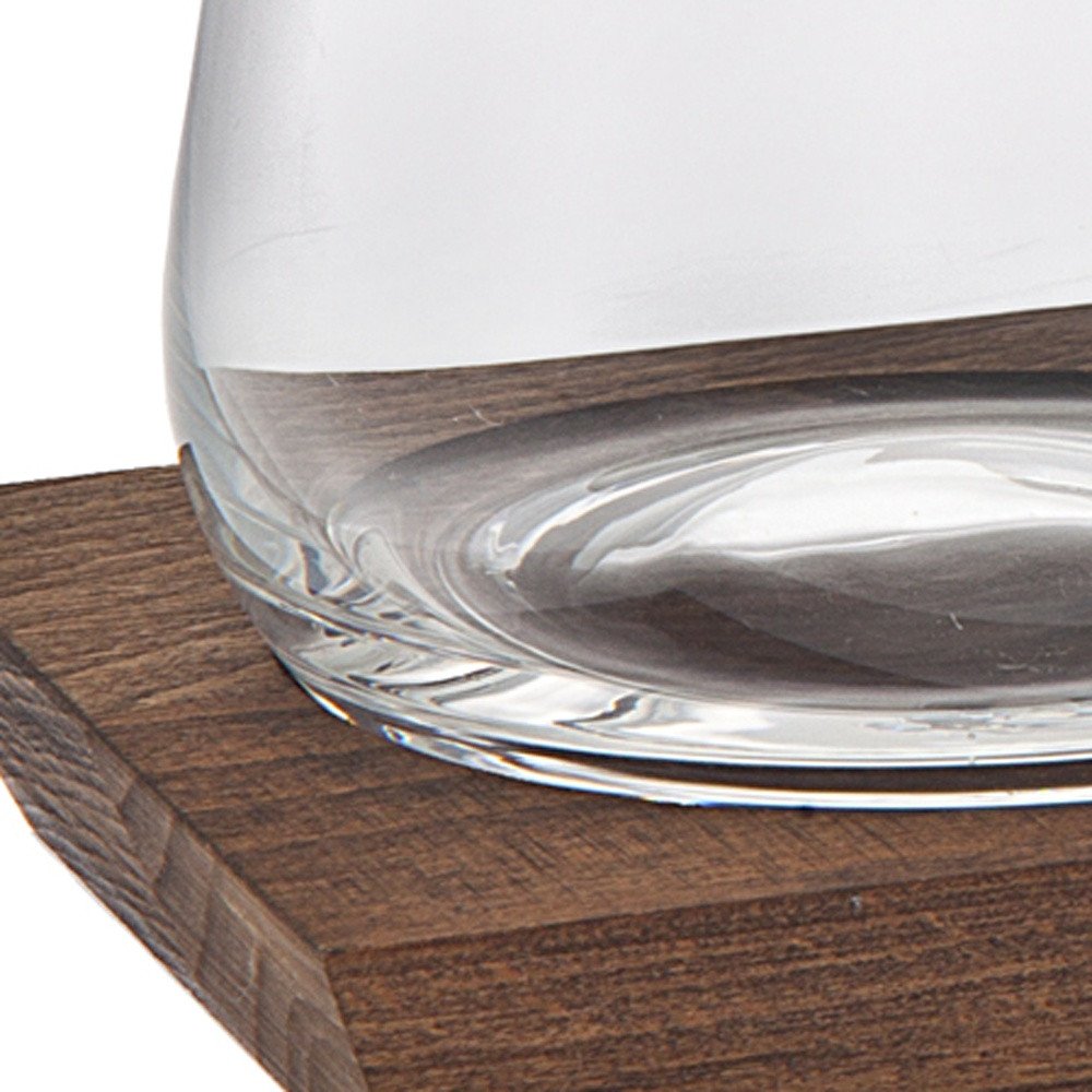 Set Of Two Lead Free Crystal Narrowing Shape Stemless Decanter