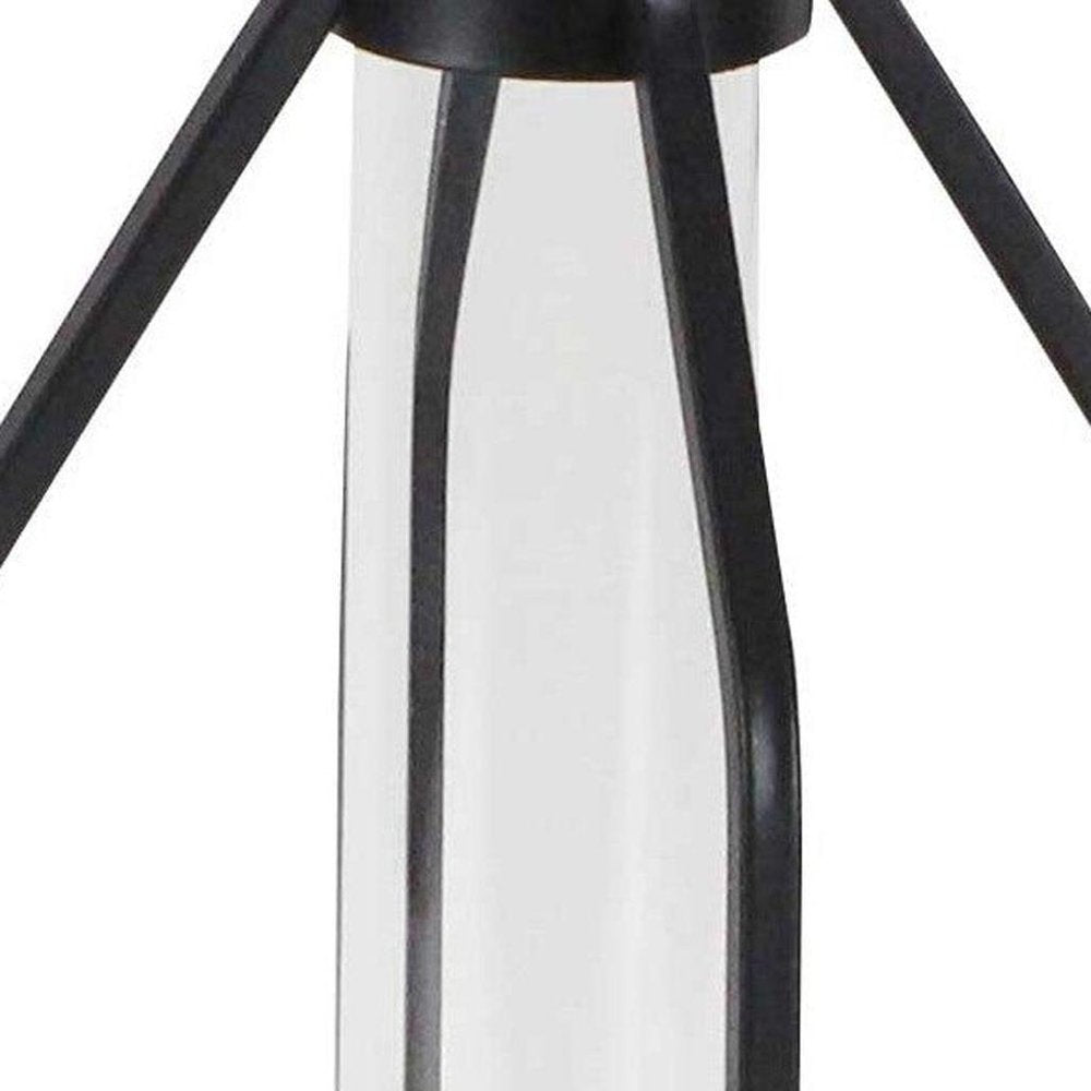 12" Black Clear And Natural Metal Glass And Wood Posy Test Tube Table Vase
