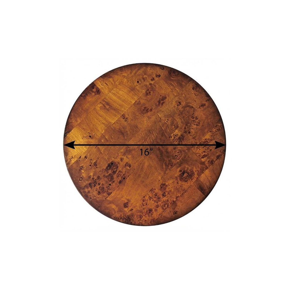 24" Medium Brown Burl Veneer Round End Table