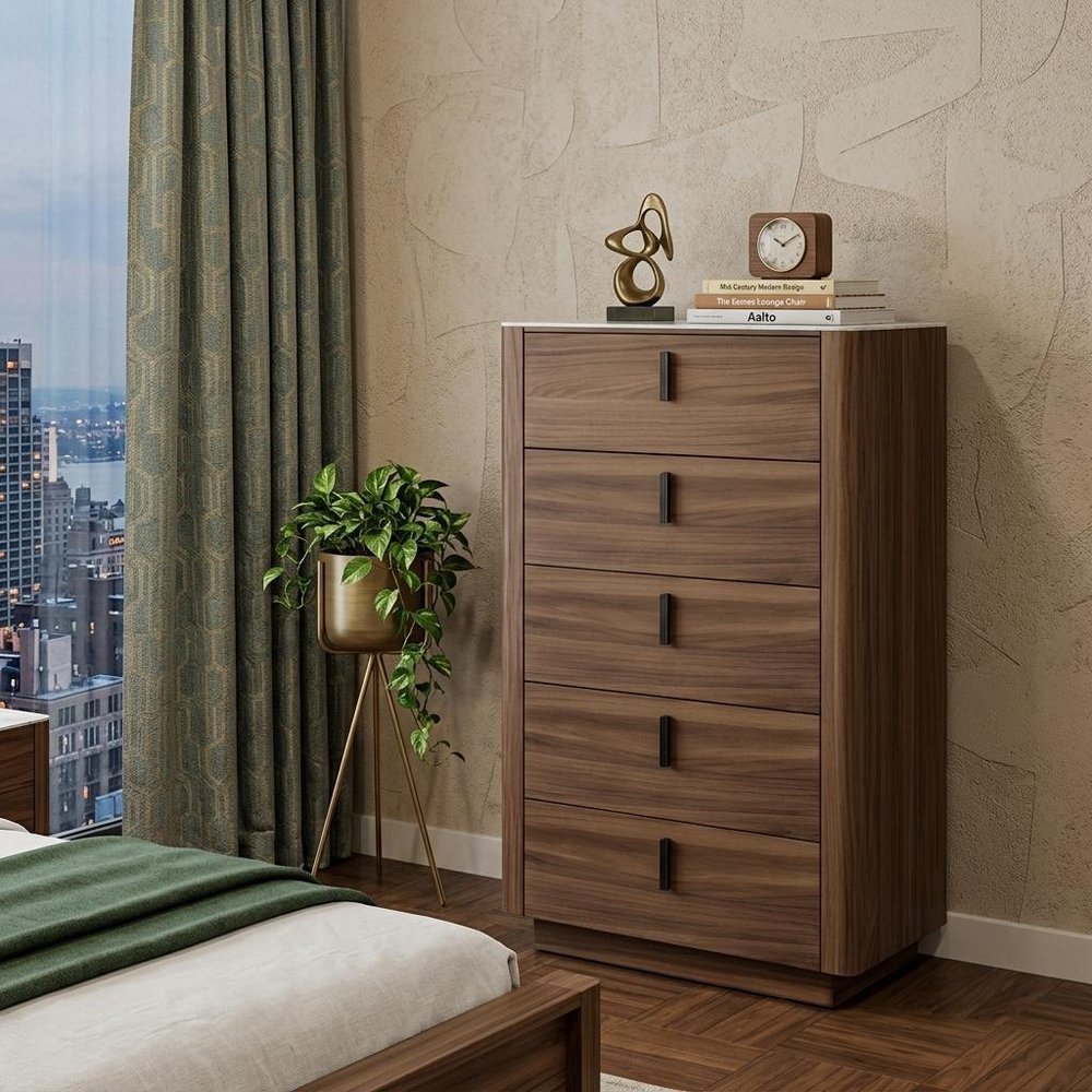 55" Brown Wood Three Drawer Dresser