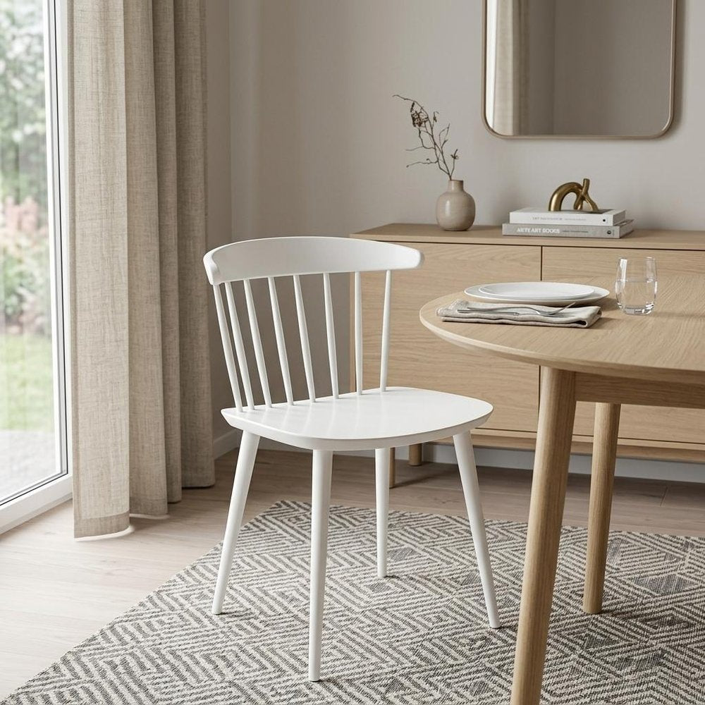 White Heavy Duty Plastic Slat Back Dining Side Chair