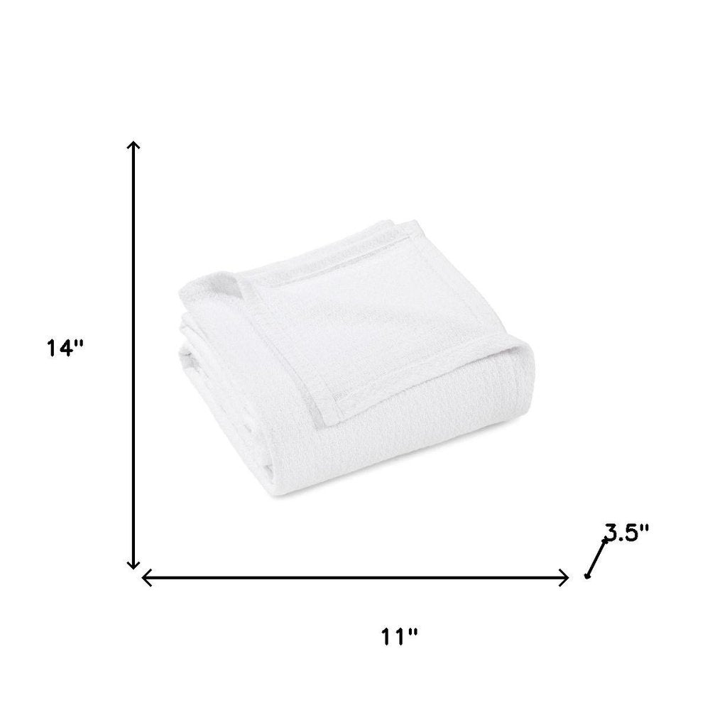 Queen White Cotton Waffle Weave Blanket