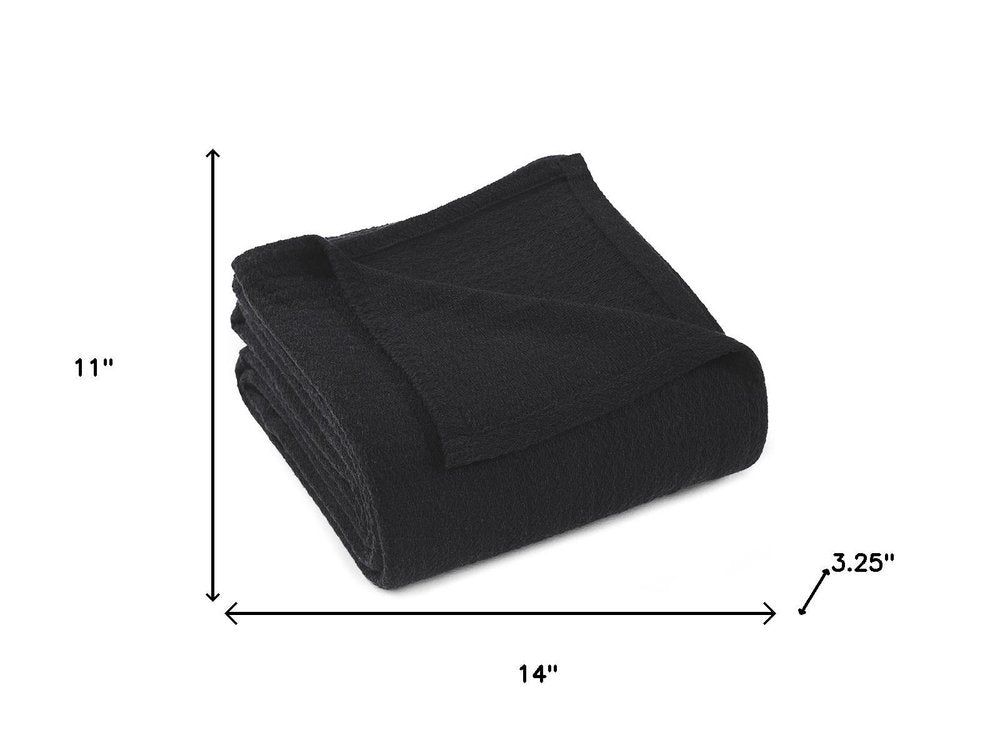 Twin Black Cotton Waffle Weave Blanket