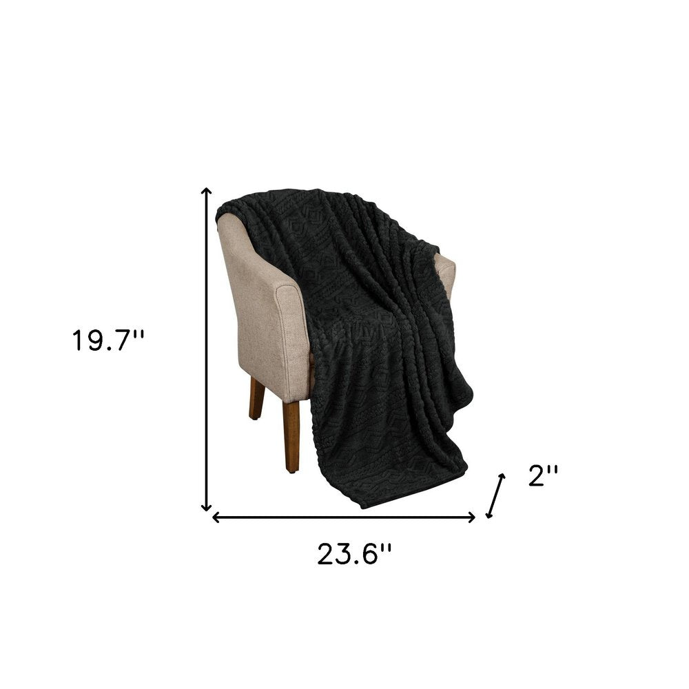 King Black Geometric Fleece Woven Plush 4.20 Pound Weighted Blanket