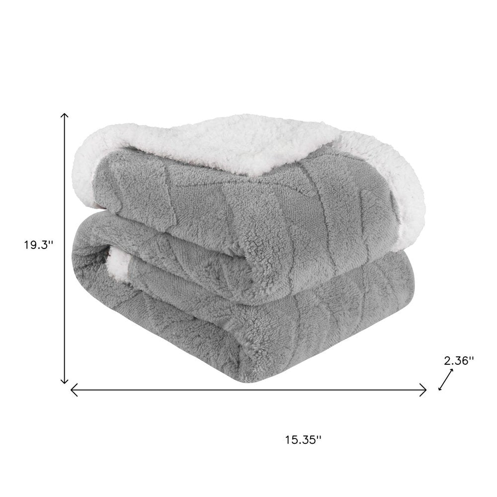 Queen Platinum Geometric Fleece Woven Plush Blanket