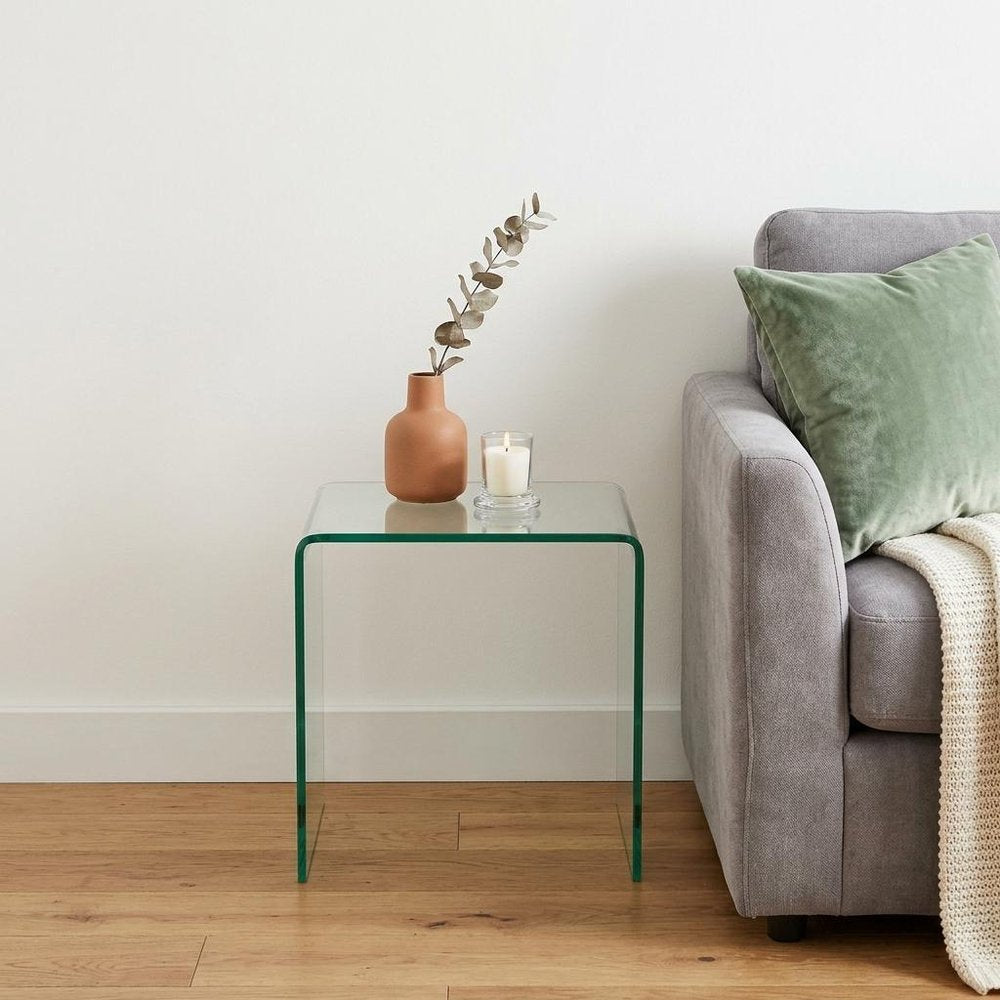21" Clear Glass Rounded Edge End Table