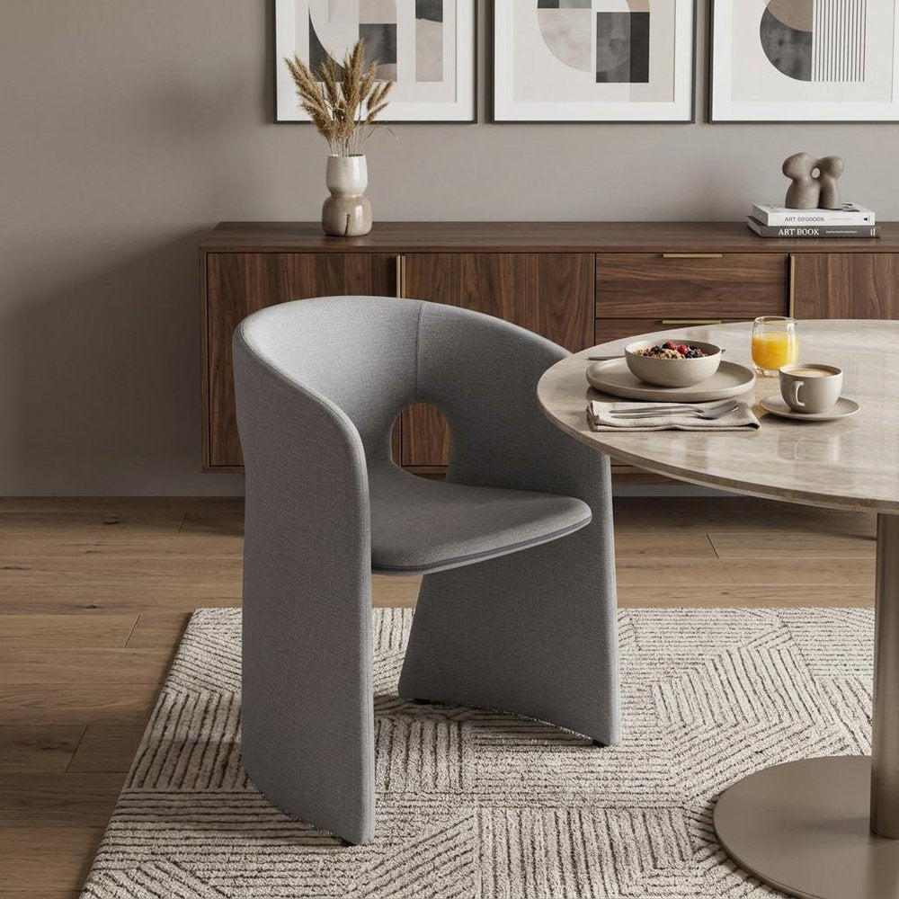 Gray Faux Leather Dining Arm Chair