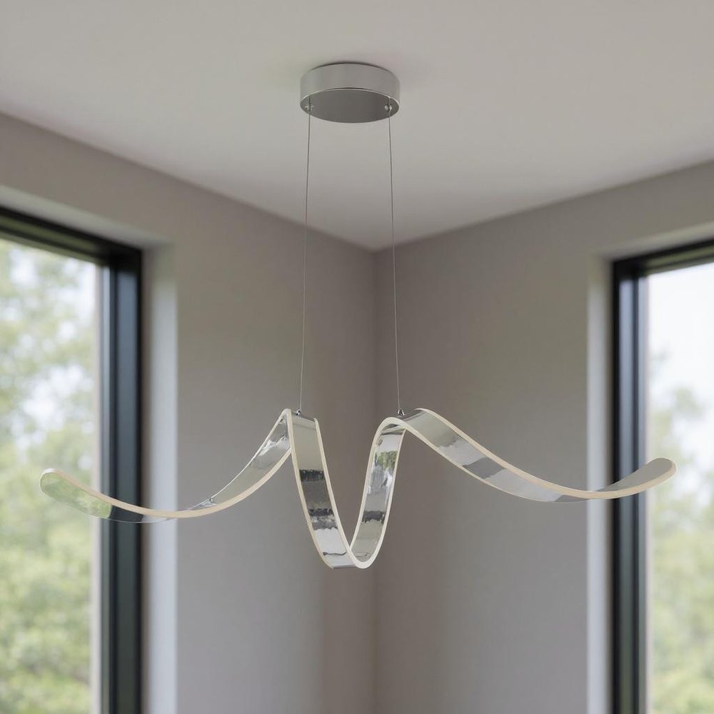 Silver Metal LED Dimmable Smart Enabled Chandelier