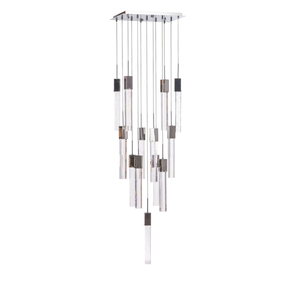 Silver And Clear Multi Light Metal Dimmable Chandelier With Clear Shades