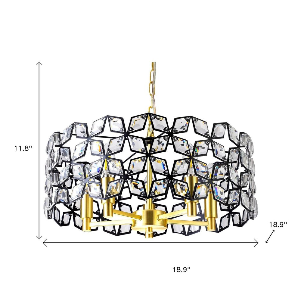 Clear Five Light Crystal Chandelier With Clear Shades