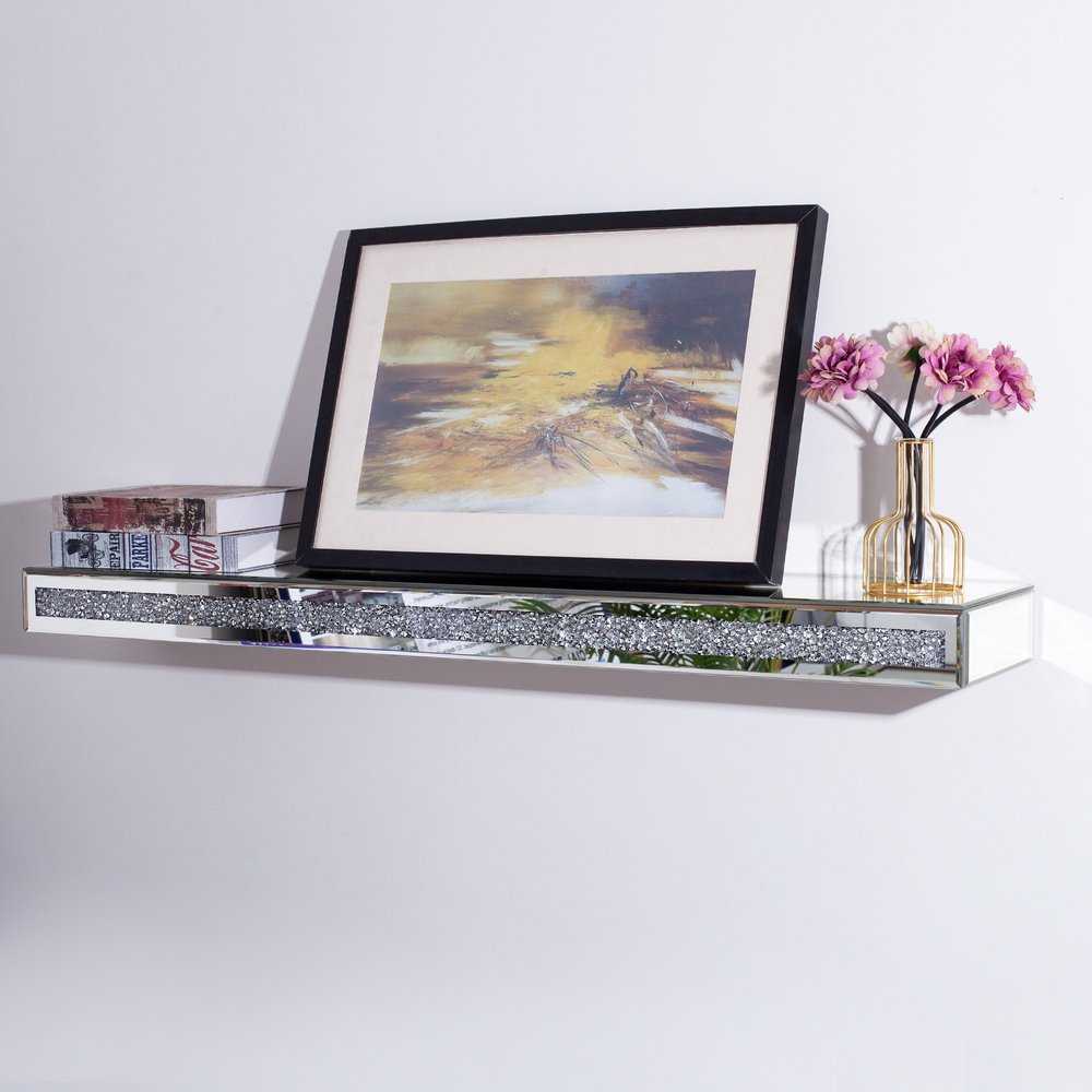 47" Clear Glass Wall Mounted Floating Shelf