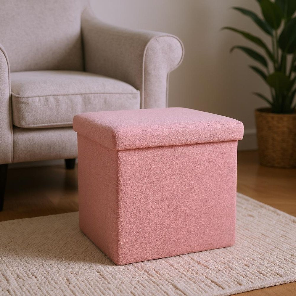 12" Black Boucle Cube Storage Ottoman