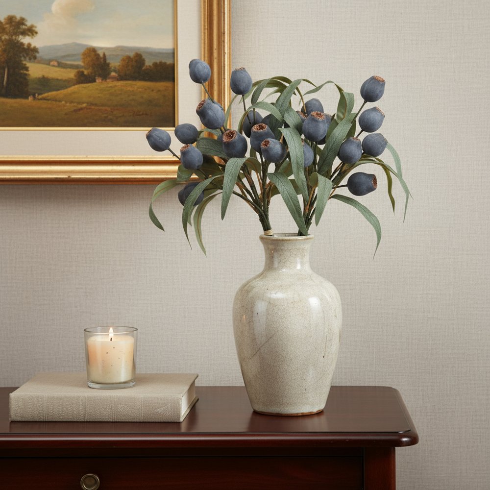 Set of two 14" Blue Artificial Plant in a No