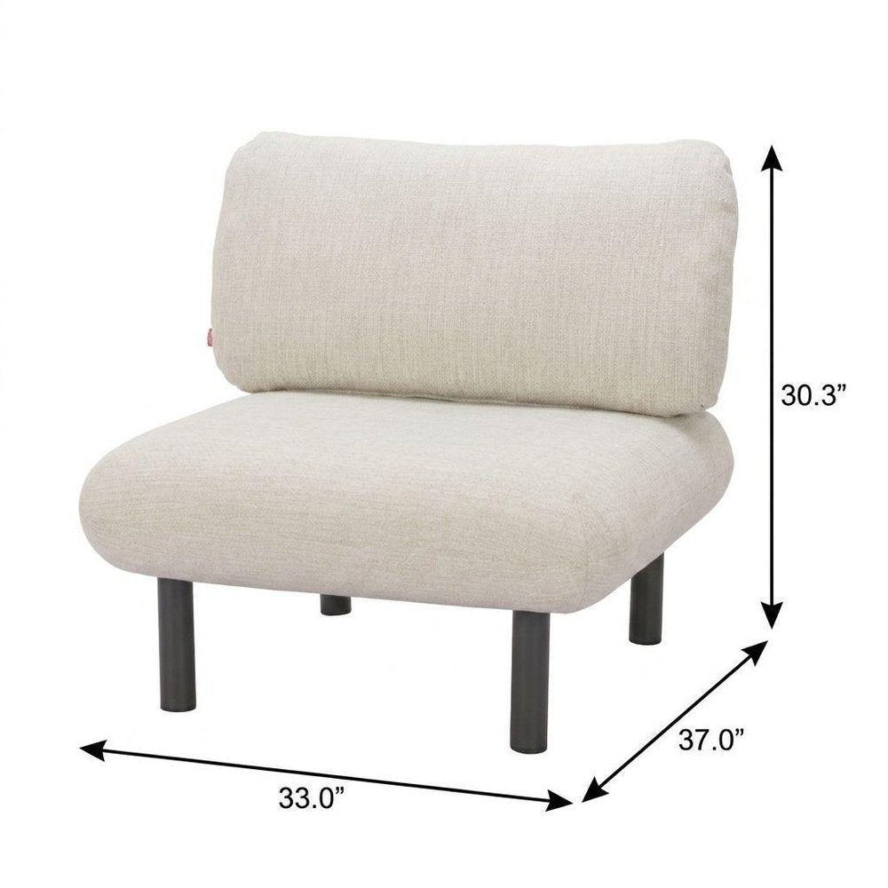 33" Beige and Black Fabric Side Chair