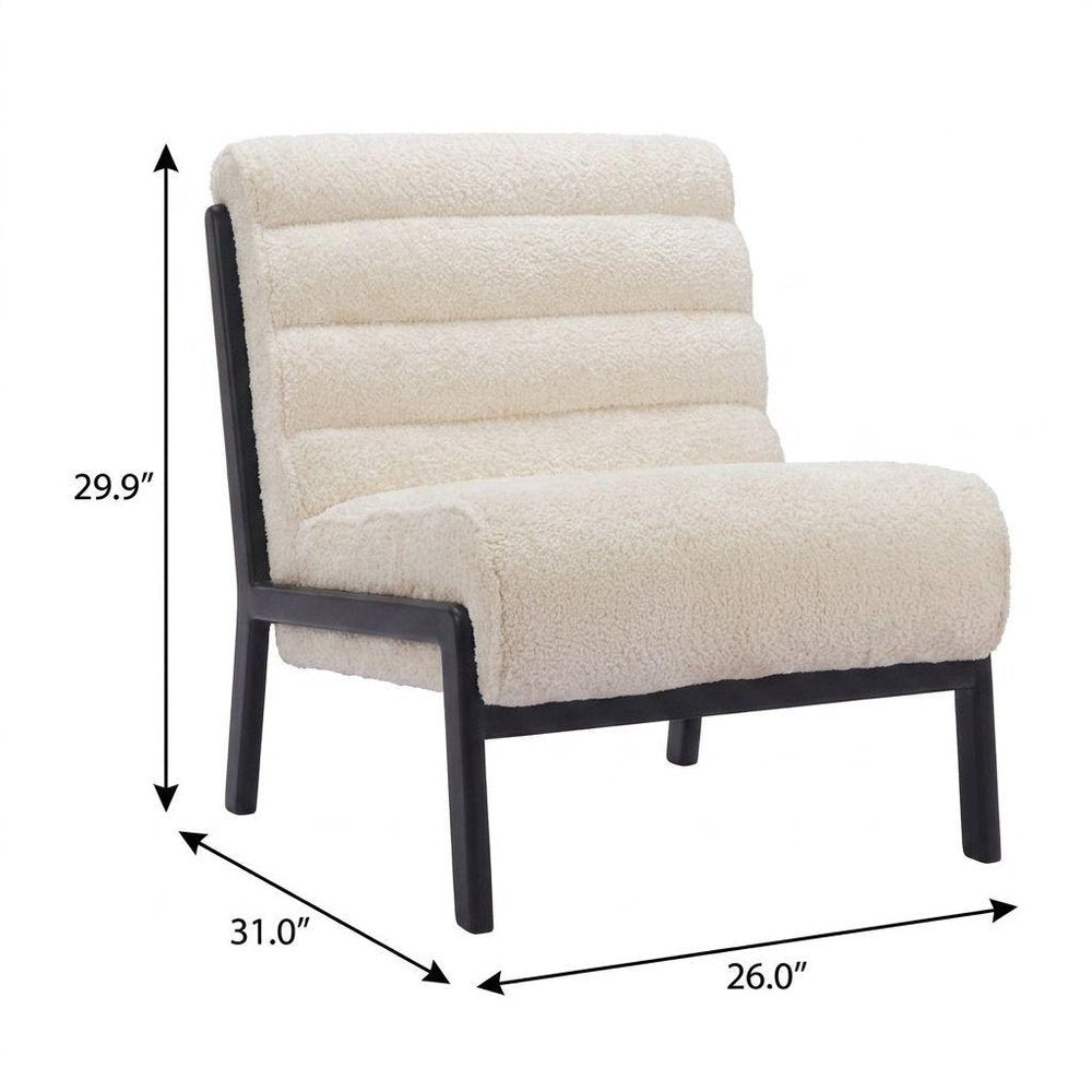 26" Beige and Black Upholstered Side Chair