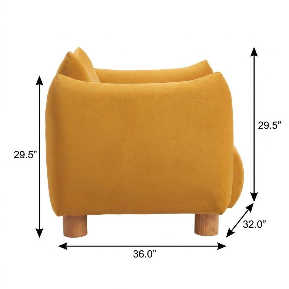 36" Mustard and Yellow Upholstered Arm Chair