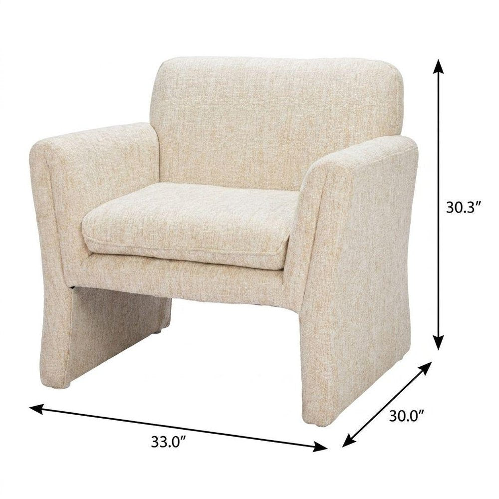 33" Beige Upholstered Arm Chair