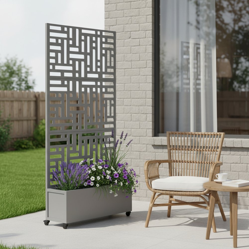 72" X 35" Gray Metal Rectangular Planter Box