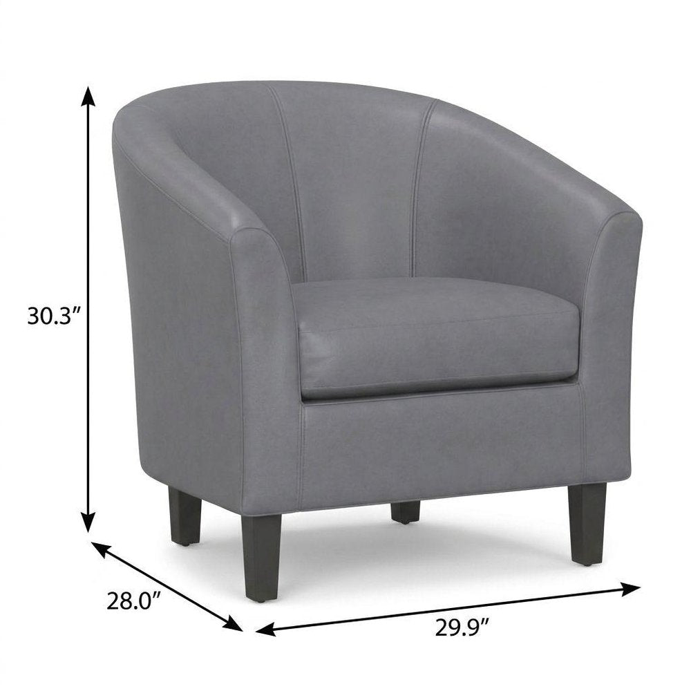 30" Gray and Dark Brown Leather Arm Chair