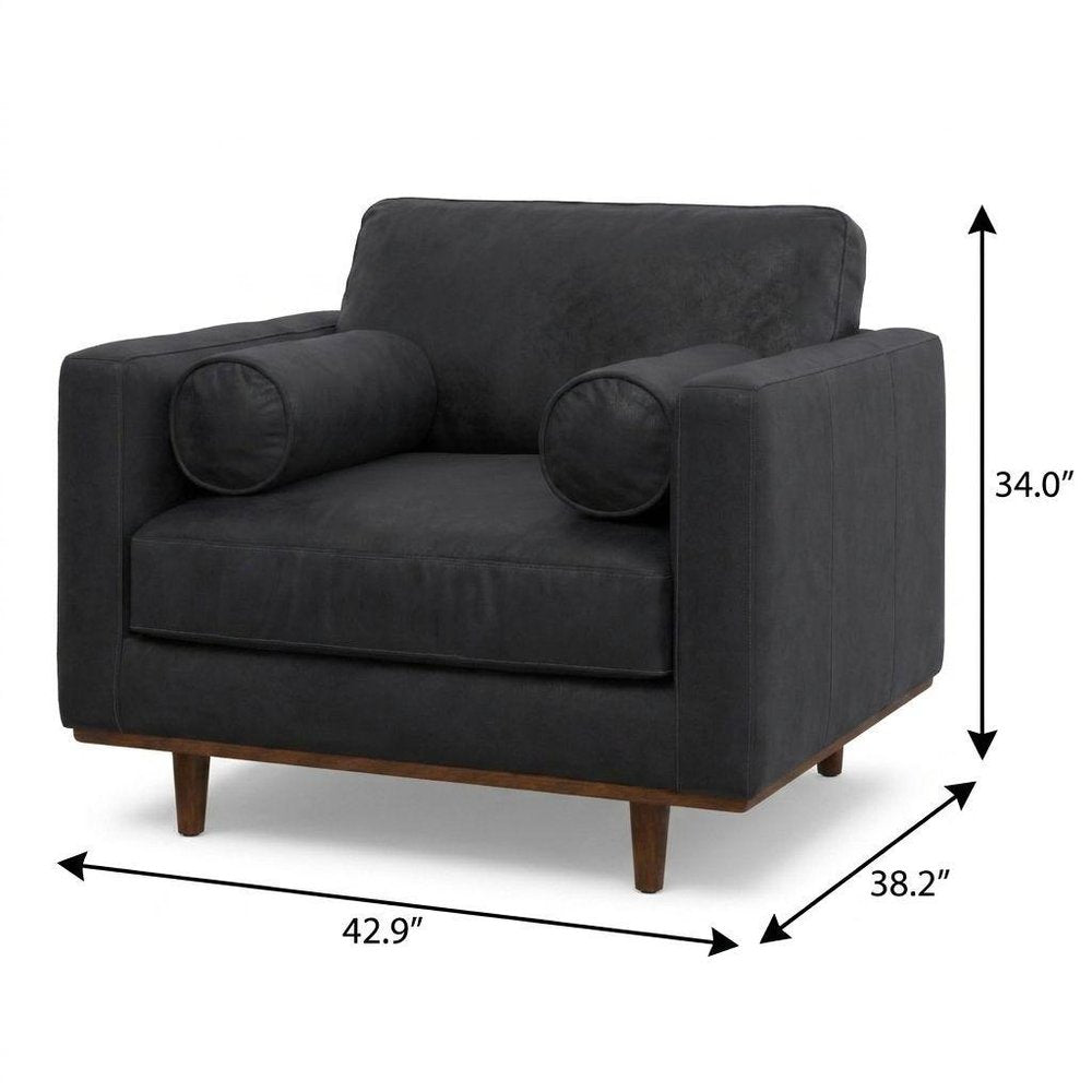 43" Black and Brown Leather Arm Chair