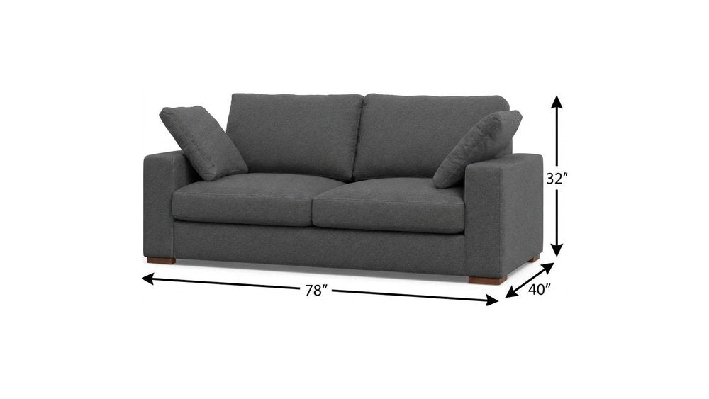 78" Gray Fabric Sofa With Brown Legs