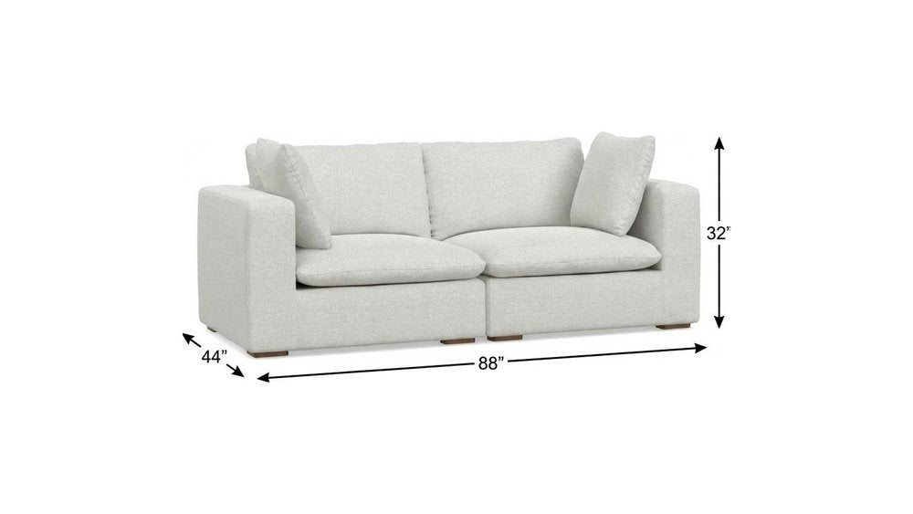 88" Gray Fabric Modular Sofa With Brown Legs
